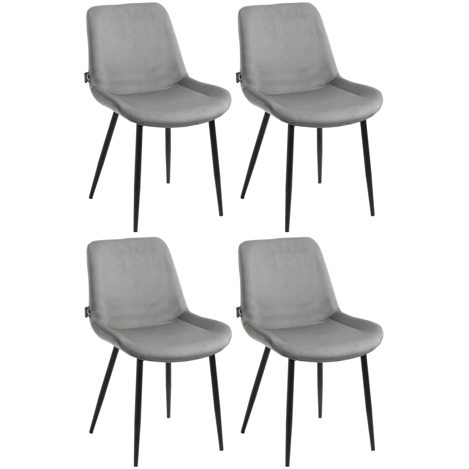 DELUKE 4er Set Esszimmerstühle WIKIL Samt 80x51x60cm Grau Samt Metall Matt Schwarz Gestell Stühle Esszimmerstühle Esstisch Küchenstuhl