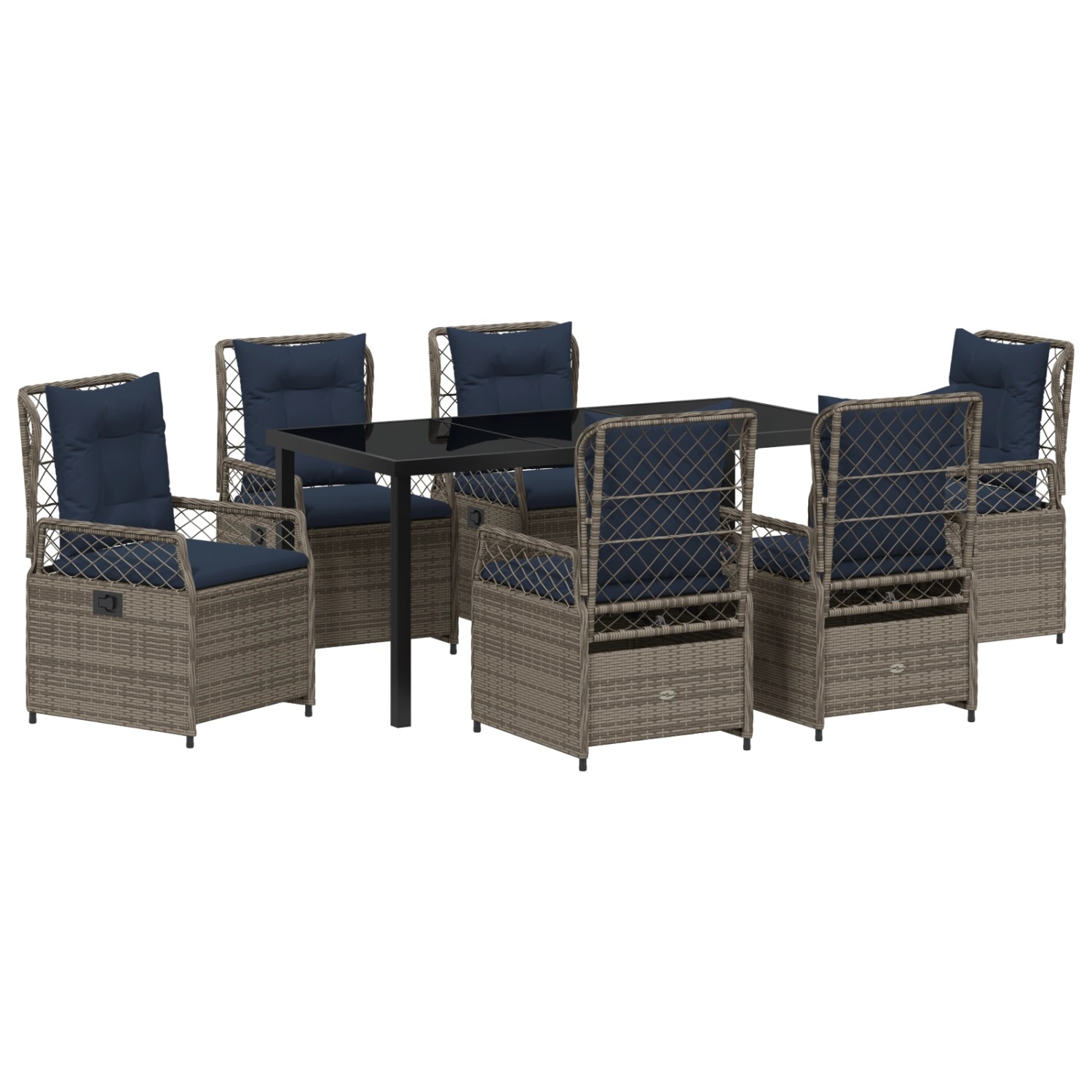 vidaXL Garten Essgruppe 7-Tlg Grau Poly Rattan 3381055 günstig online kaufen