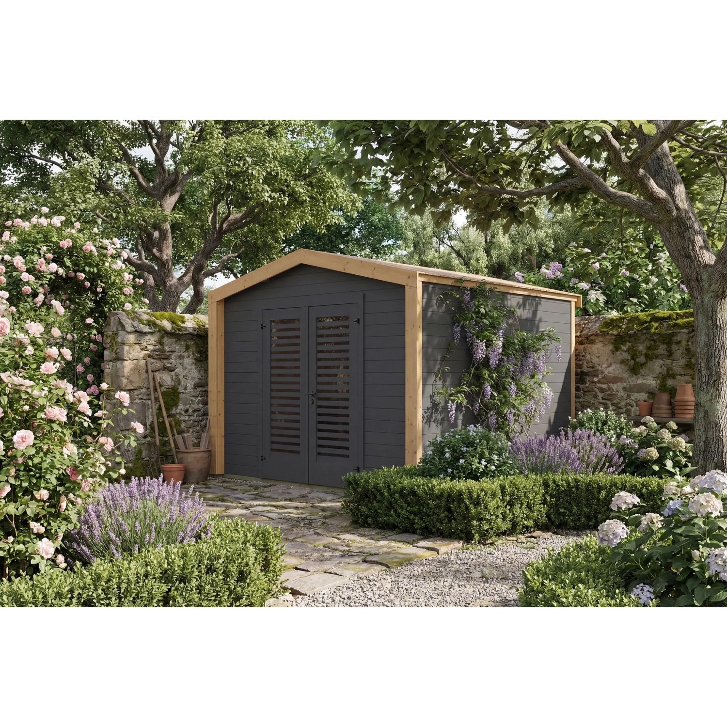 Weka Holz-Gartenhaus Killarney Satteldach Lasiert 311 cm x 313 cm