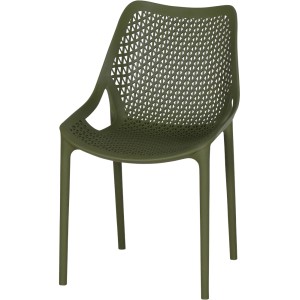 Siena Garden Stapelsessel District in Olive: Gartenstuhl aus Kunststoff mit offenem Design.
