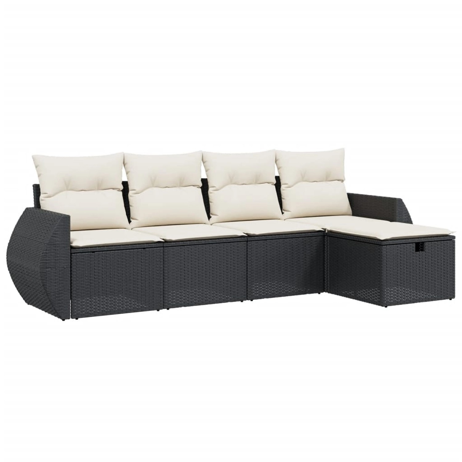 vidaXL 5-Tlg Garten-Sofagarnitur mit Kissen Schwarz Poly Rattan 3264082 günstig online kaufen