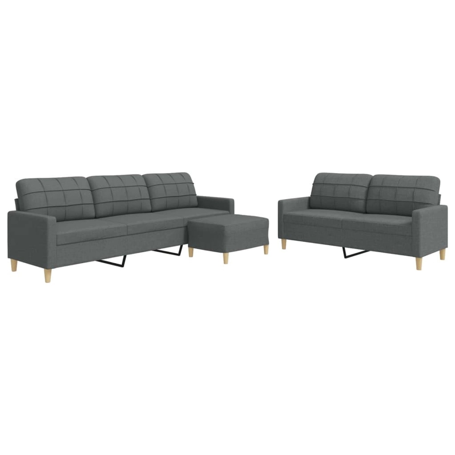 vidaXL 3-Tlg Sofagarnitur mit Fußhocker Dunkelgrau Stoff 2162852 günstig online kaufen