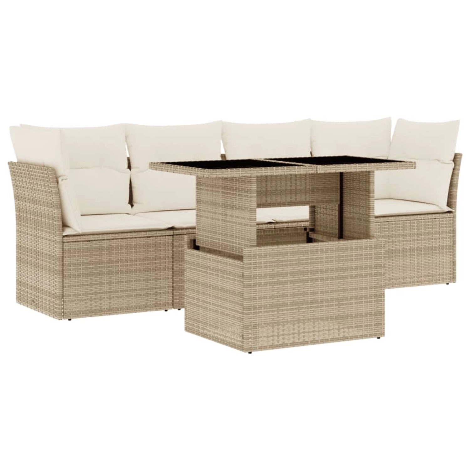 vidaXL 5-tlg Garten-Sofagarnitur mit Kissen Beige Poly Rattan Modell 208 günstig online kaufen