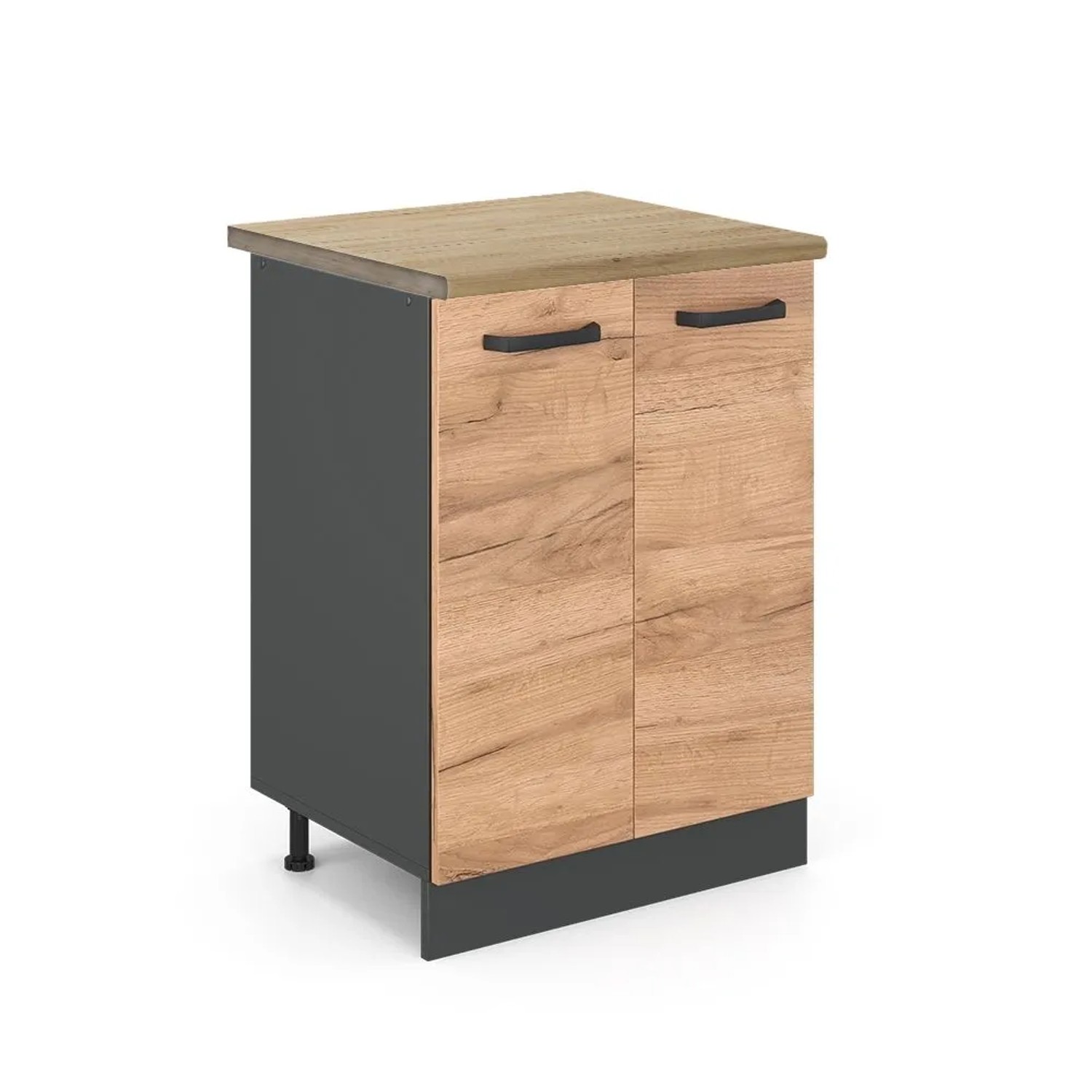 Vicco Küchenunterschrank R-Line Goldkraft Eiche Anthrazit 60 cm AP Eiche mit Anthrazit Korpus Opt 2