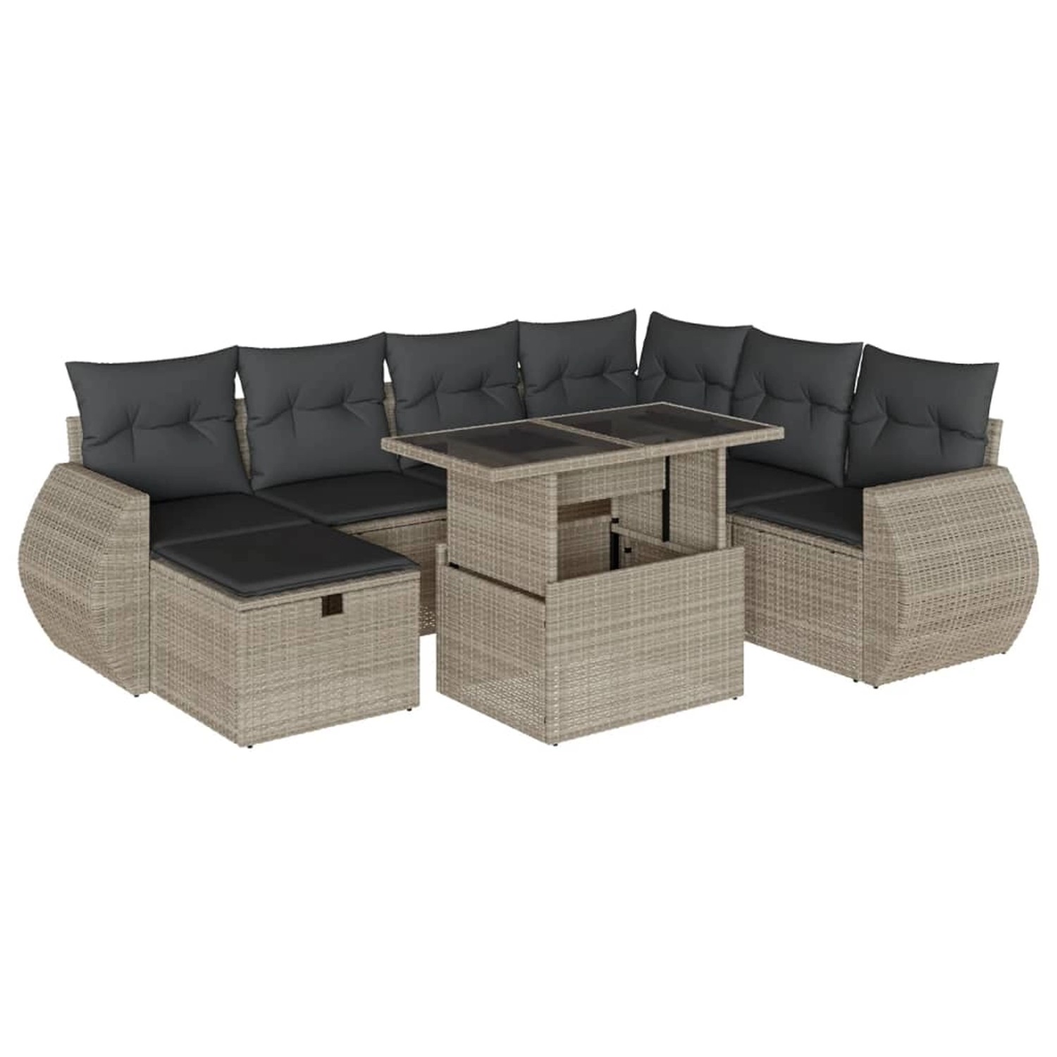 vidaXL 8-Tlg Garten-Sofagarnitur mit Kissen Hellgrau Poly Rattan 3275162 günstig online kaufen