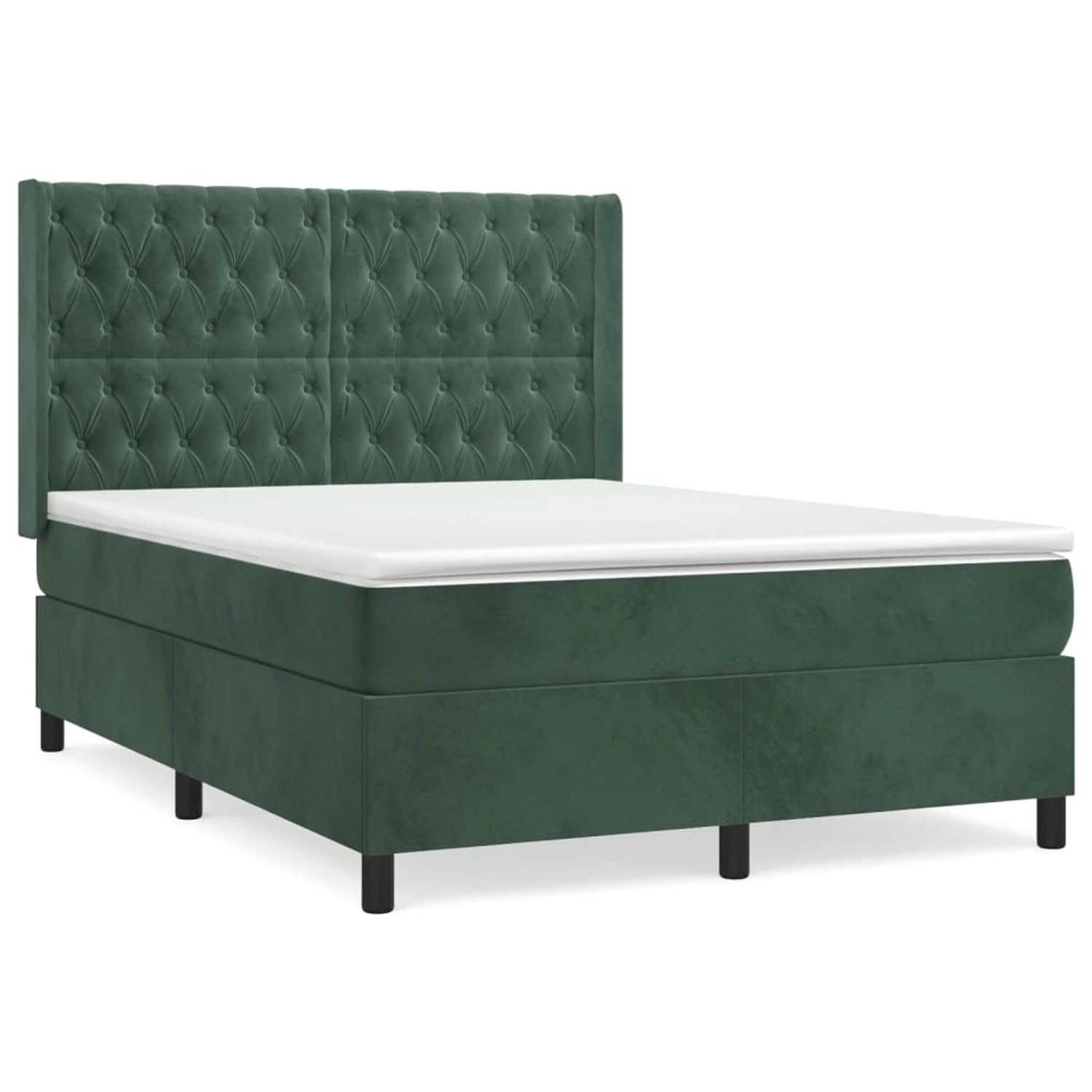 vidaXL Boxspringbett mit Matratze Dunkelgrün 140x190 cm Samt 3132858 günstig online kaufen