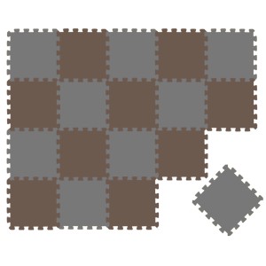 LittleTom Puzzlematte, 18-teilig, grau & braun, für Babys & Kinder. Weiche Spielmatte aus Schaumstoff.