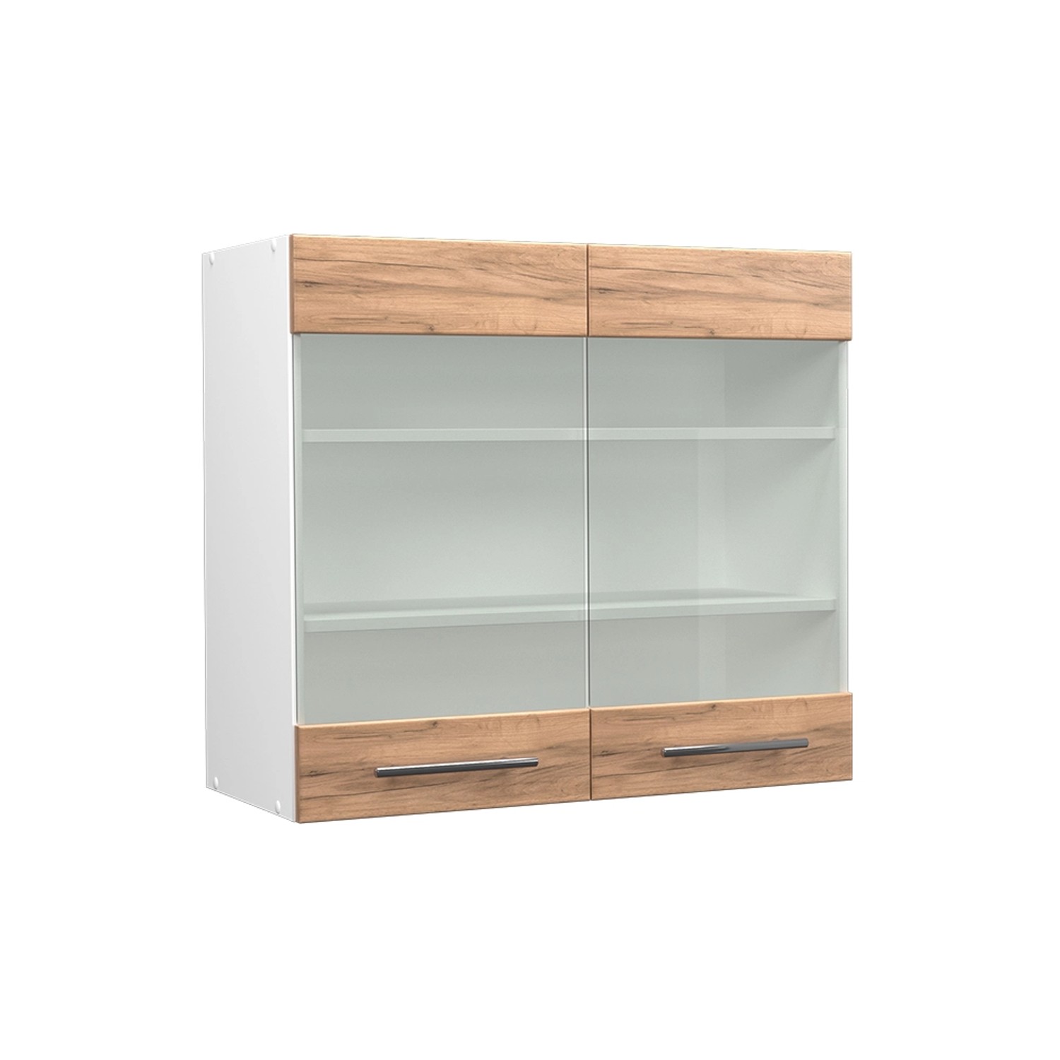 Vicco Küchenglasschrank Fame-Line Glashängeschrank Goldkraft Eiche/Weiß 80 cm