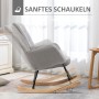 HOMCOM Schaukelstuhl mit Armlehne und Holzkufen in Grau, sanfte Schaukelbewegung im Esszimmer.