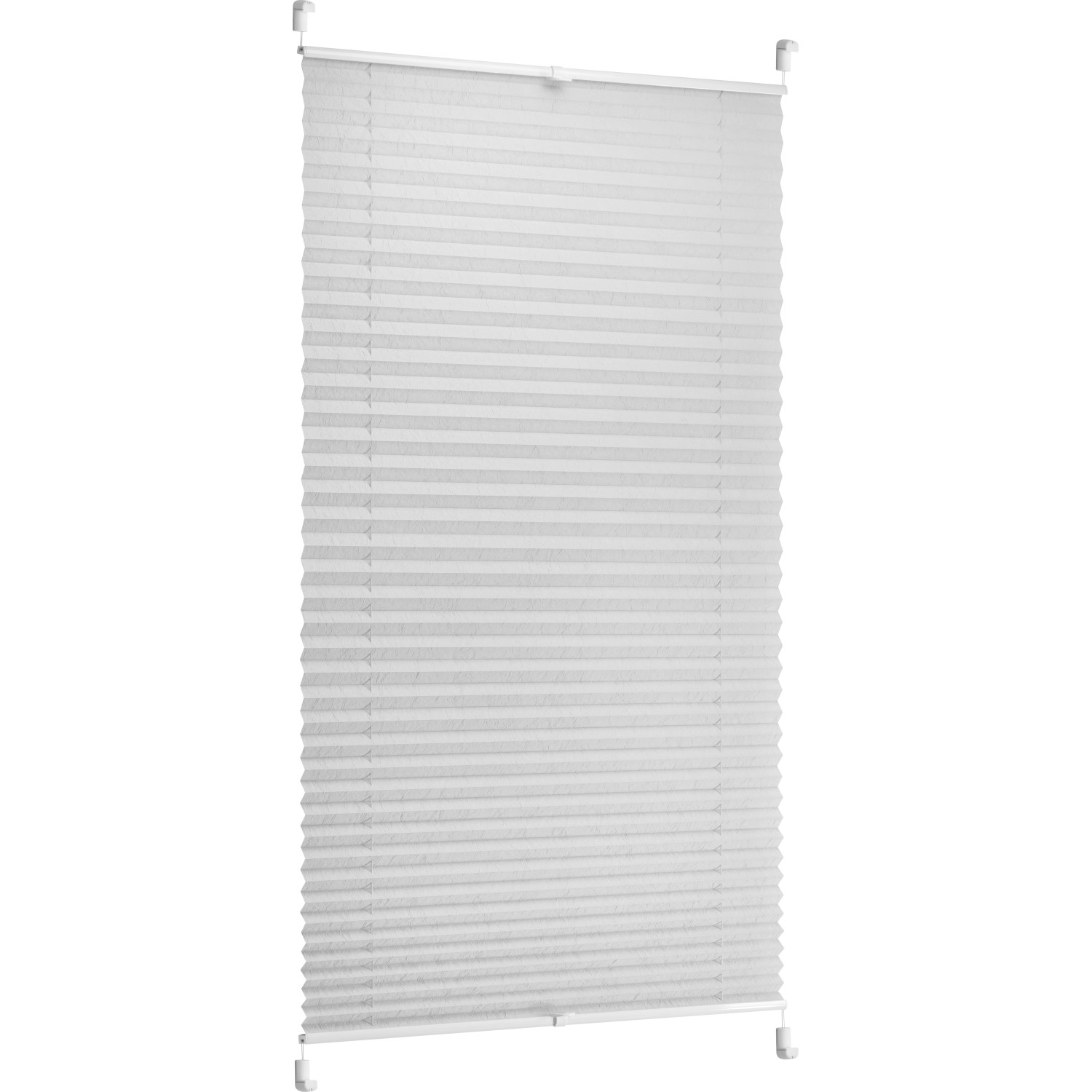Hellgraues Tageslicht-Spannplissee Valeria, 75x130 cm, für dekorativen Sichtschutz am Fenster.