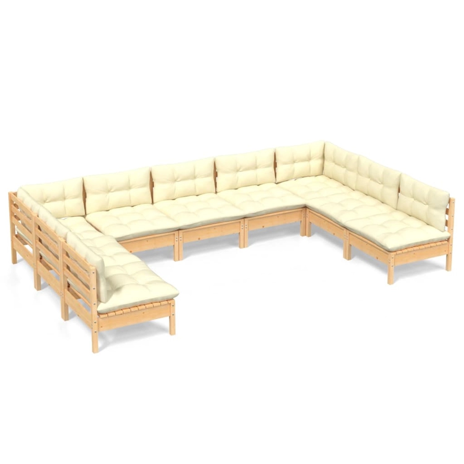 vidaXL 9-tlg Garten-Lounge-Set mit Creme Kissen Massivholz Kiefer Modell 20 günstig online kaufen