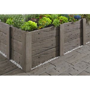 Beet-Eckpfosten in Holzoptik, 100cm, für stabile Beeteinfassungen und Hochbeete im Garten.