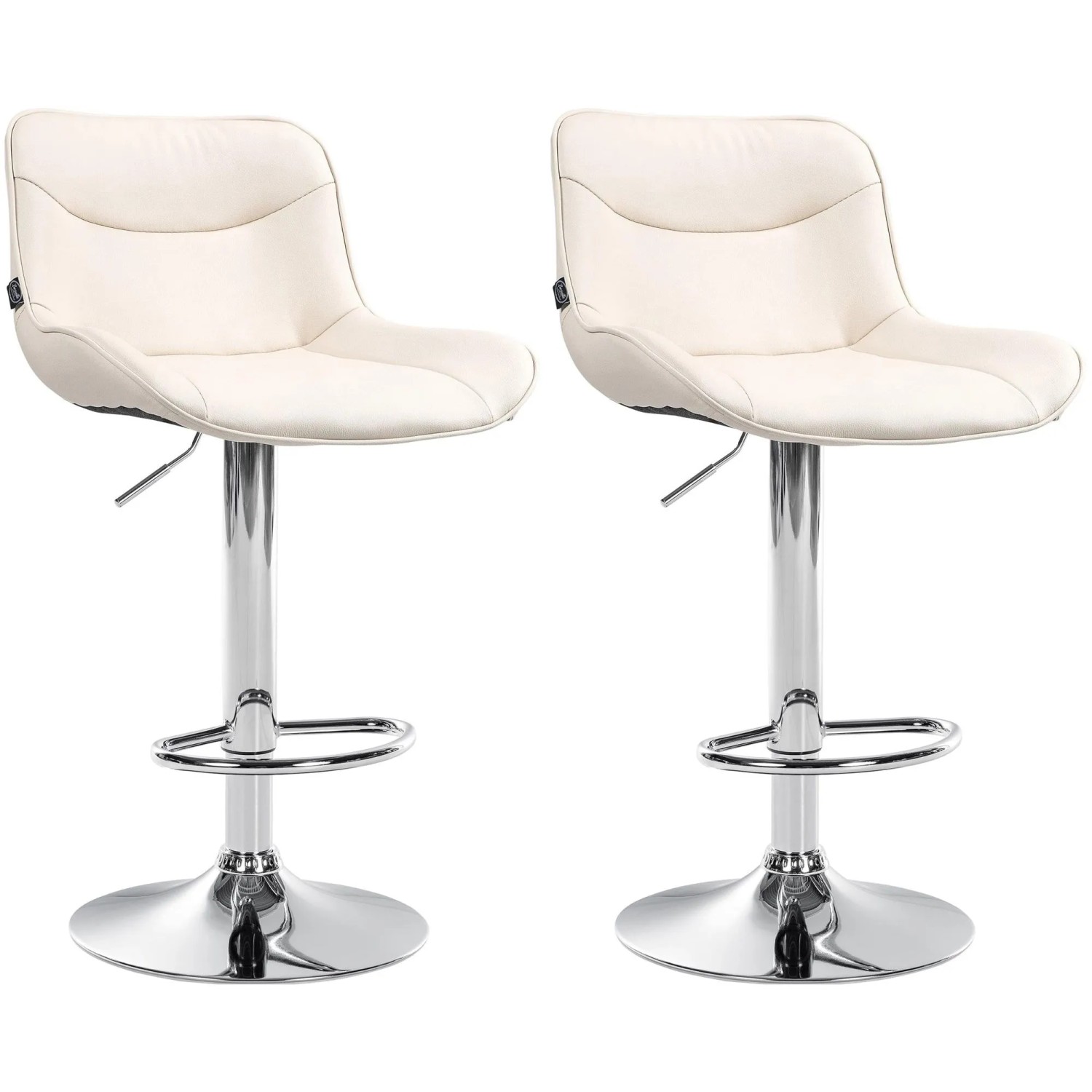 CLP 2er Set Barhocker Vonore Kunstleder Creme/Chrom