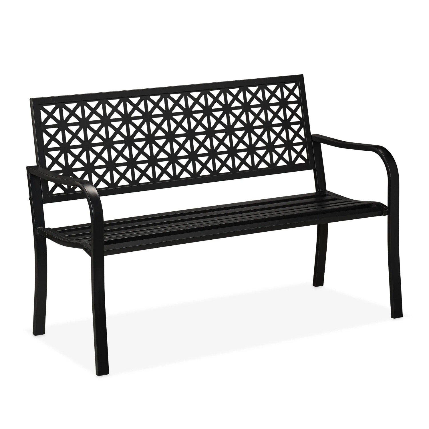 Relaxdays Gartenbank Stahl Schwarz 2-Sitzer 127 cm x 62 cm x 85 cm 12,8 kg