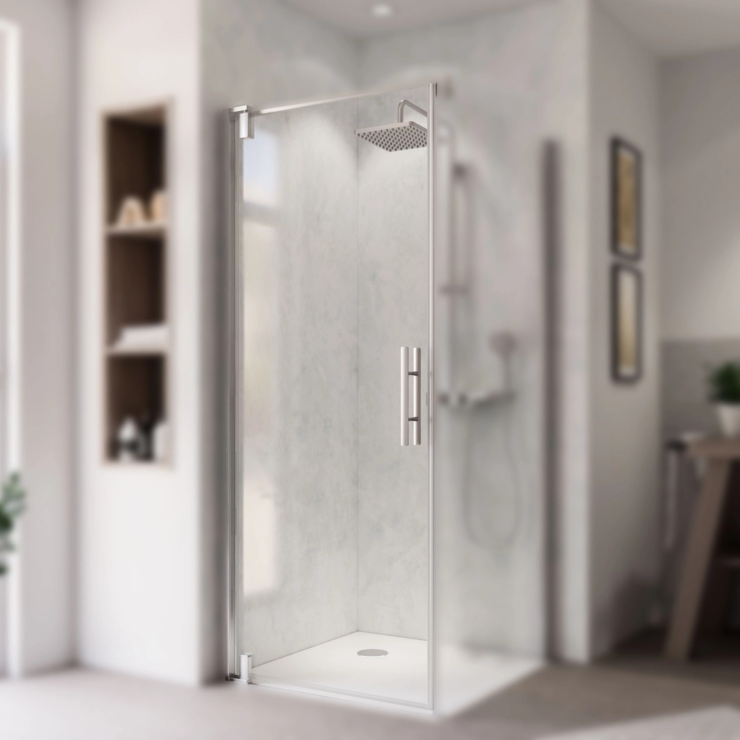 Breuer Drehtür Europa Design, Chrom/Klarglas, 90 cm, für Duschen.