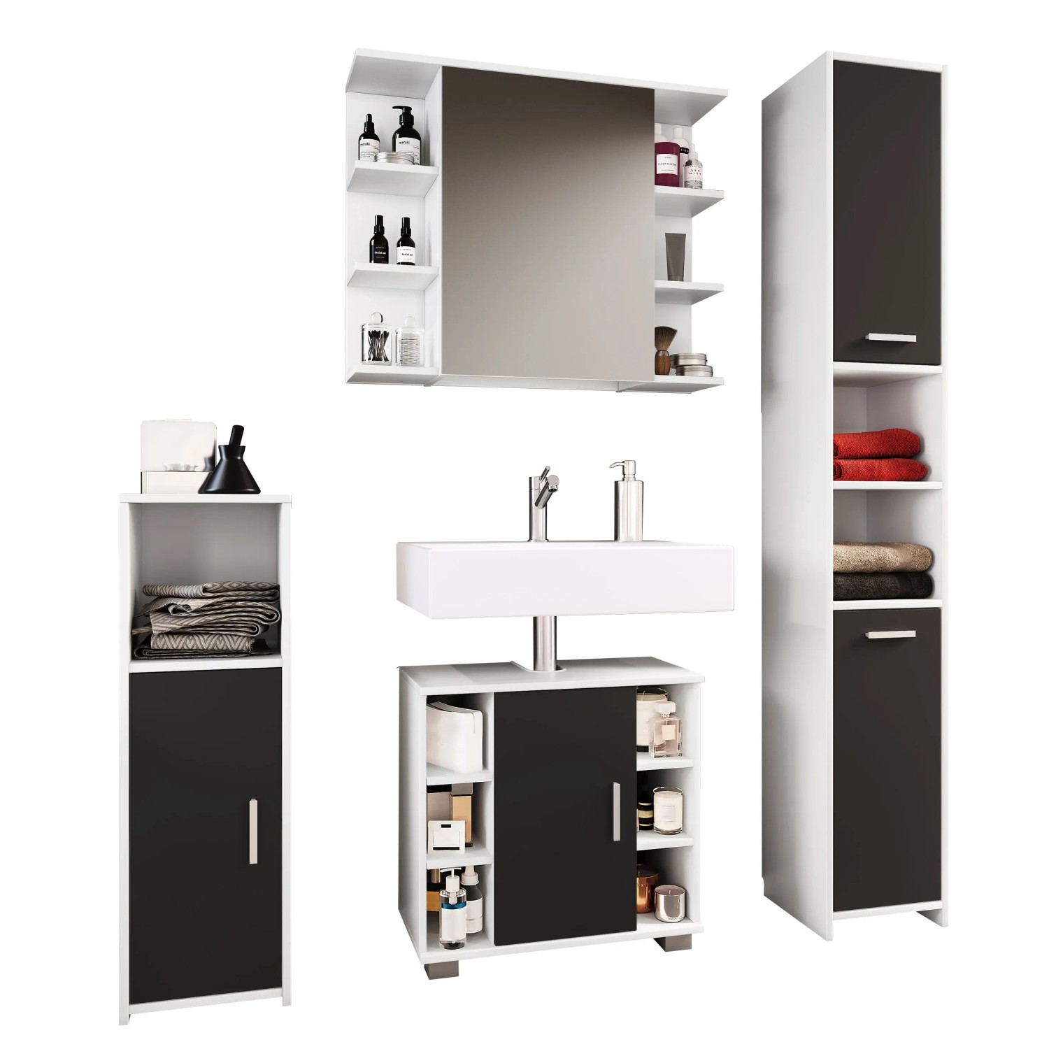 VCM Badmöbel Sets Zalo Schwarz