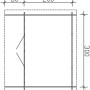 Grundriss Skan Holz Gartenhaus Faro 1 Natur, 300x200 cm, mit Maßen.
