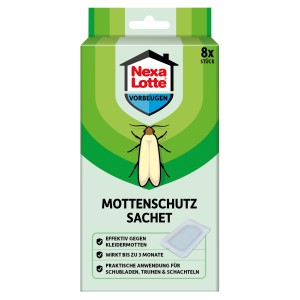 Nexa Lotte Mottenschutz-Sachet, 8 Stück. Schutz vor Kleidermotten für Schubladen und Schränke.