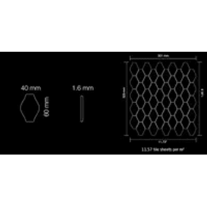 Detailzeichnung: Graue Edelstahl Mosaikfliese Marine gebürstet, Maße und Anordnung der Steine.