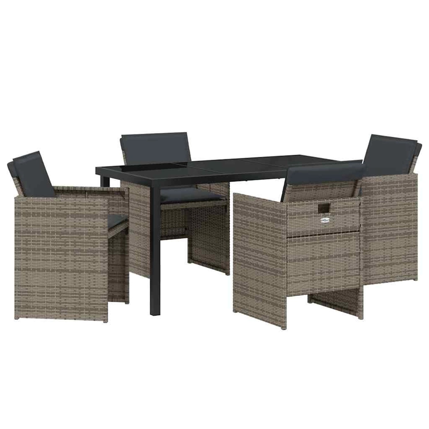 vidaXL Garten Essgruppe 5-Tlg Grau Poly Rattan 3380598 günstig online kaufen