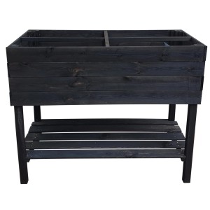 Promadino Balkon-Kräuterbeet auf Beinen, anthrazitfarbenes Kiefernholz, 100x50x80 cm.
