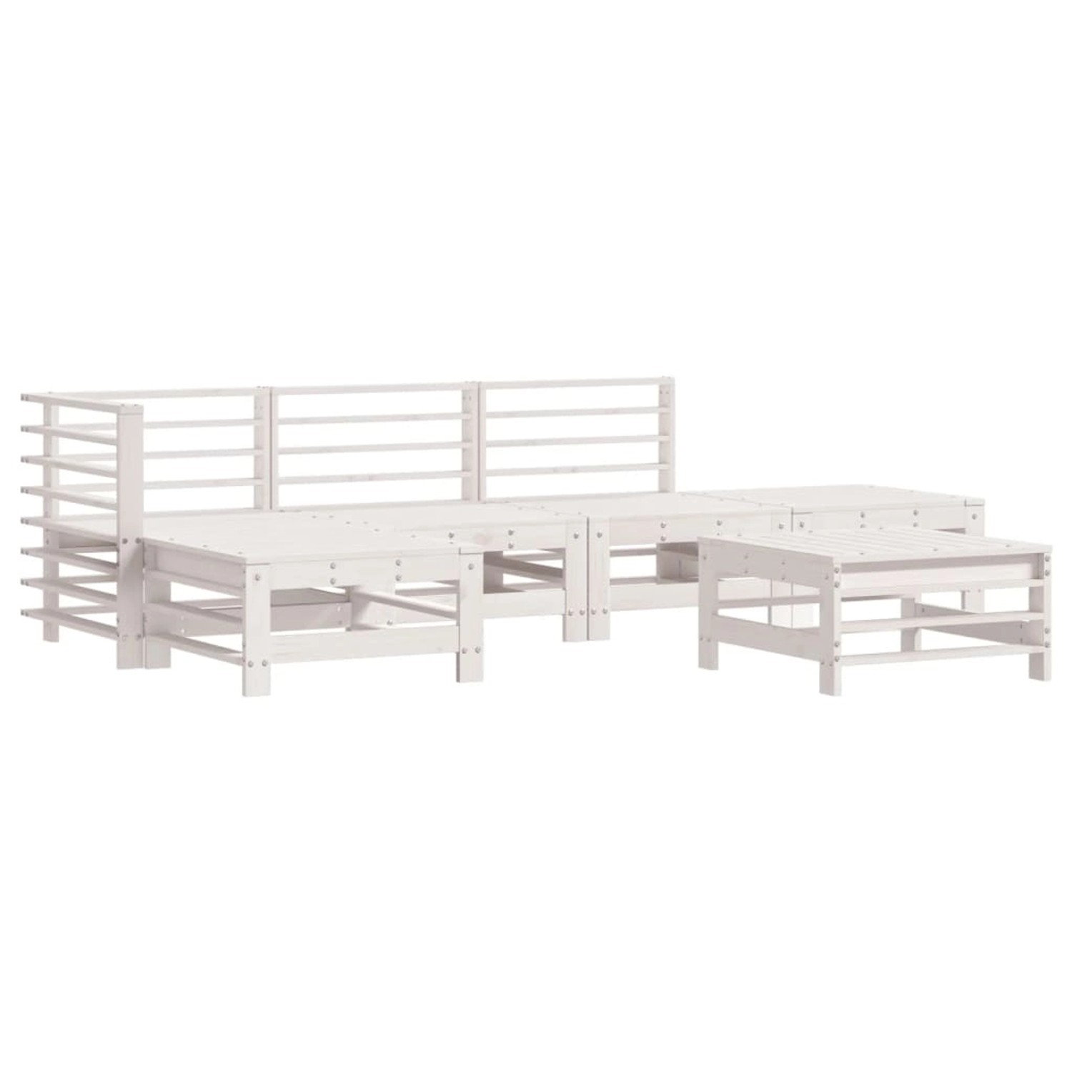 vidaXL 6-Tlg Garten-Lounge-Set Weiß Massivholz Kiefer 3186334