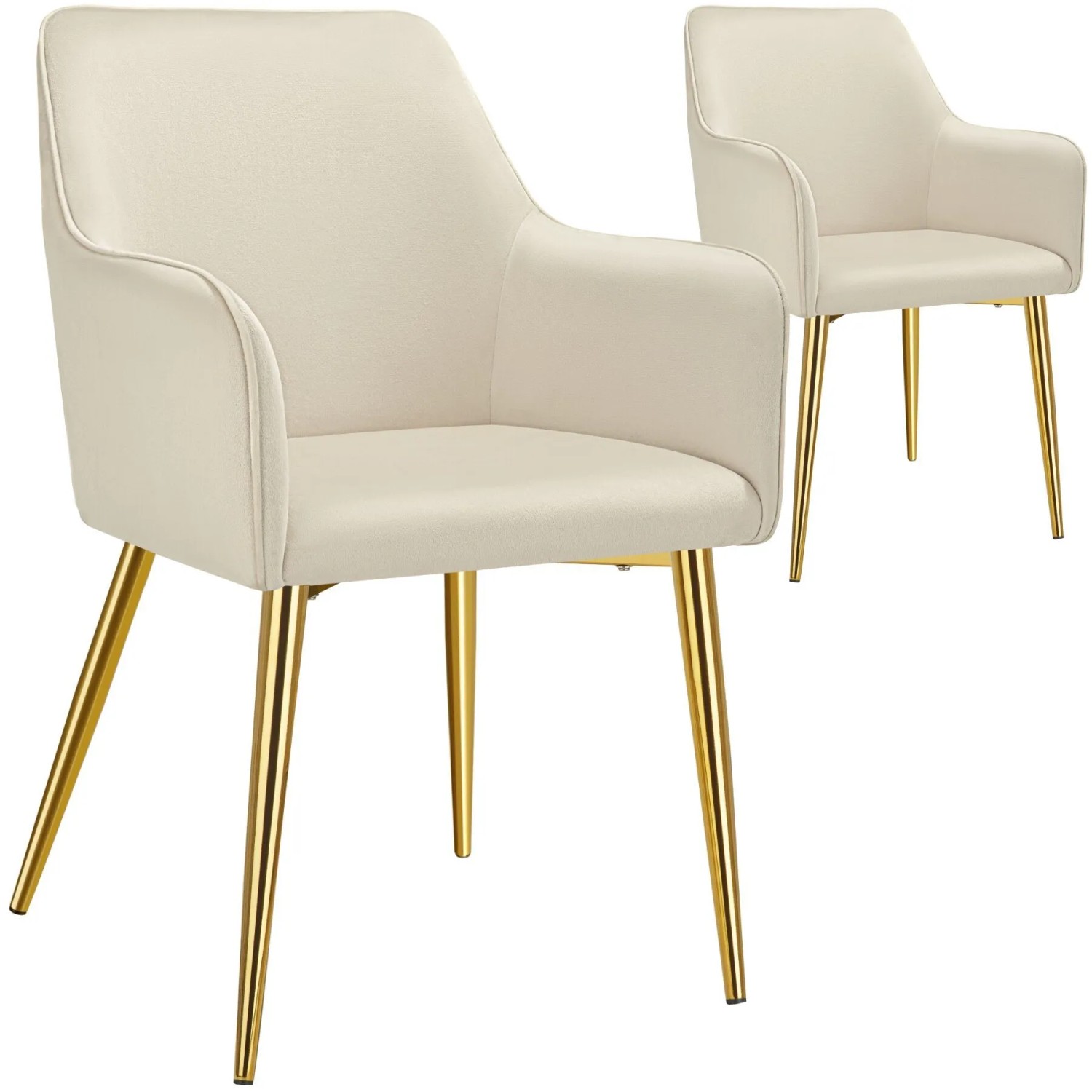 Tectake Armlehnstuhl Avane In Samtoptik Gepolstert Durchgehende Lehne 2Er Set 63 50 X 55 X 86 50 Cm Beige