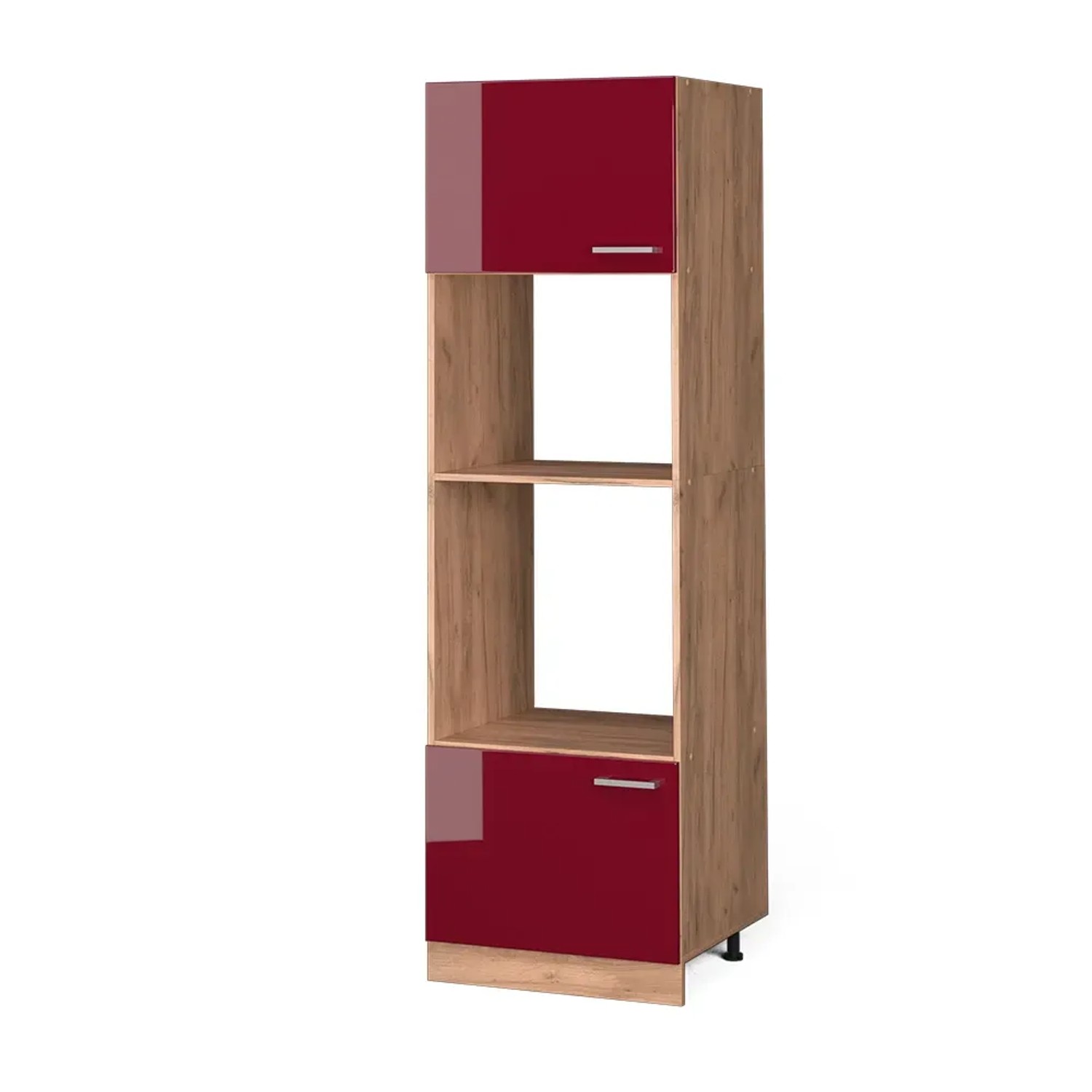 Vicco Mikrowellenschrank R-Line Bordeaux Hochglanz/Goldkraft Eiche 60 cm günstig online kaufen