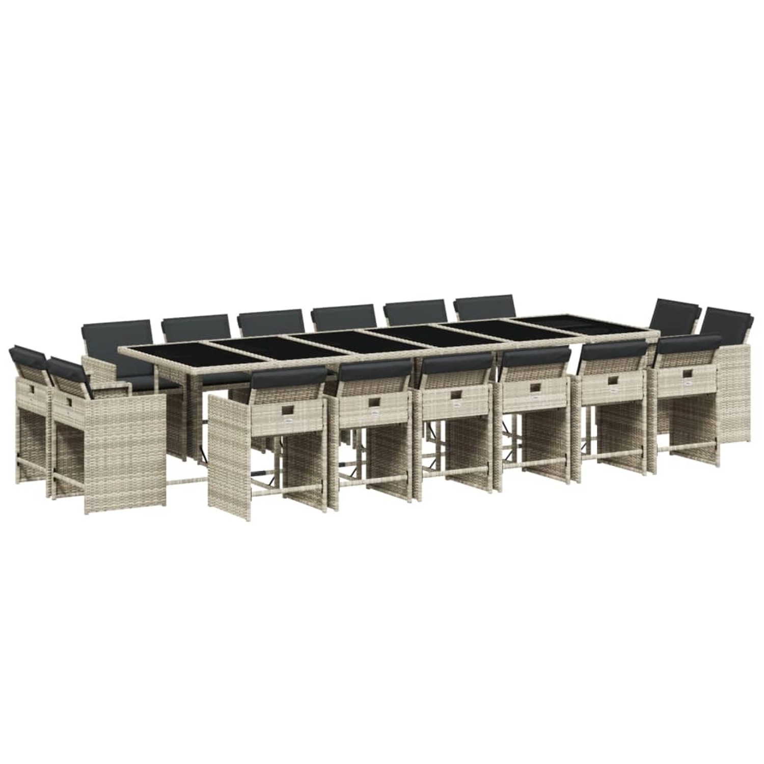 vidaXL 17-Tlg Garten-Essgruppe mit Kissen Hellgrau Poly Rattan 3211247 günstig online kaufen