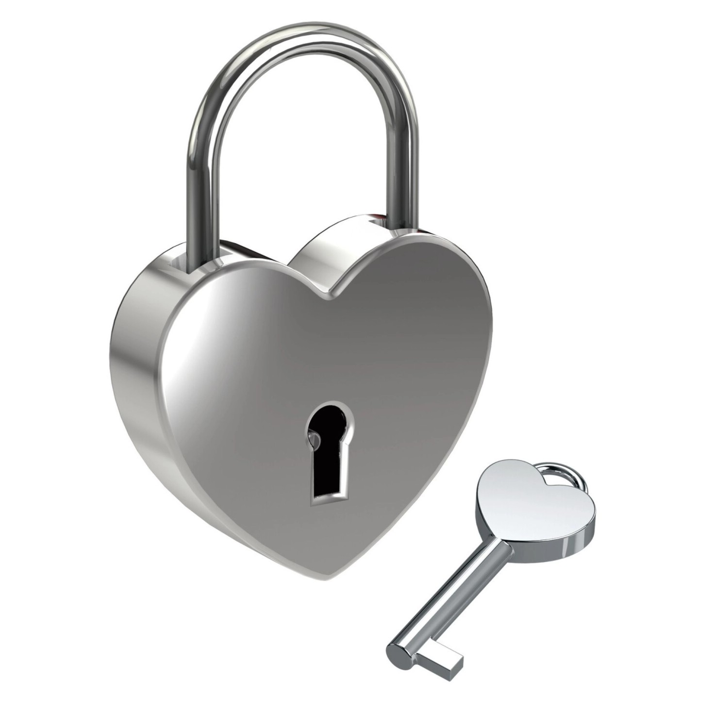 Basi - Liebesschloss mit Schlüssel - Silber - Gravurfähig - 1 Schlüssel