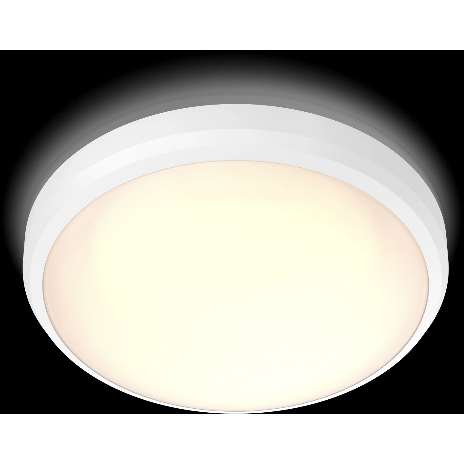 Weiße, runde Philips LED-Deckenleuchte Doris, 6W, 2700K, IP44. Schlichtes Design.
