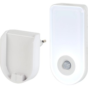 OBI LED-Nachtlicht mit Ladestation, weiß, mit Bewegungssensor und Taschenlampenfunktion.