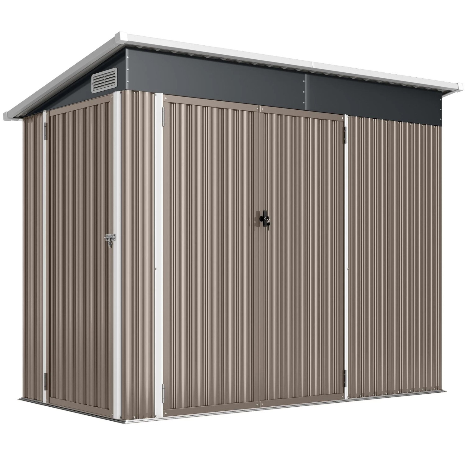 Outsunny Gerätehaus Verzinkter Stahl 234L x 132B x 185H cm Hellgrau