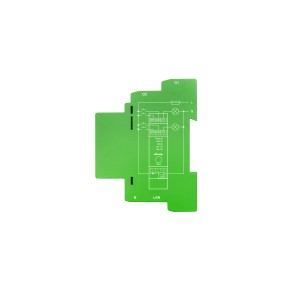 Grüner Shelly Zweikanal-Dimmer Pro 2PM für Hausautomation, Aufputzgerät mit Schaltplan.