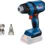 Bosch Professional Akku-Heißluftgebläse GHG 18 V-50 mit Düsenaufsätzen.