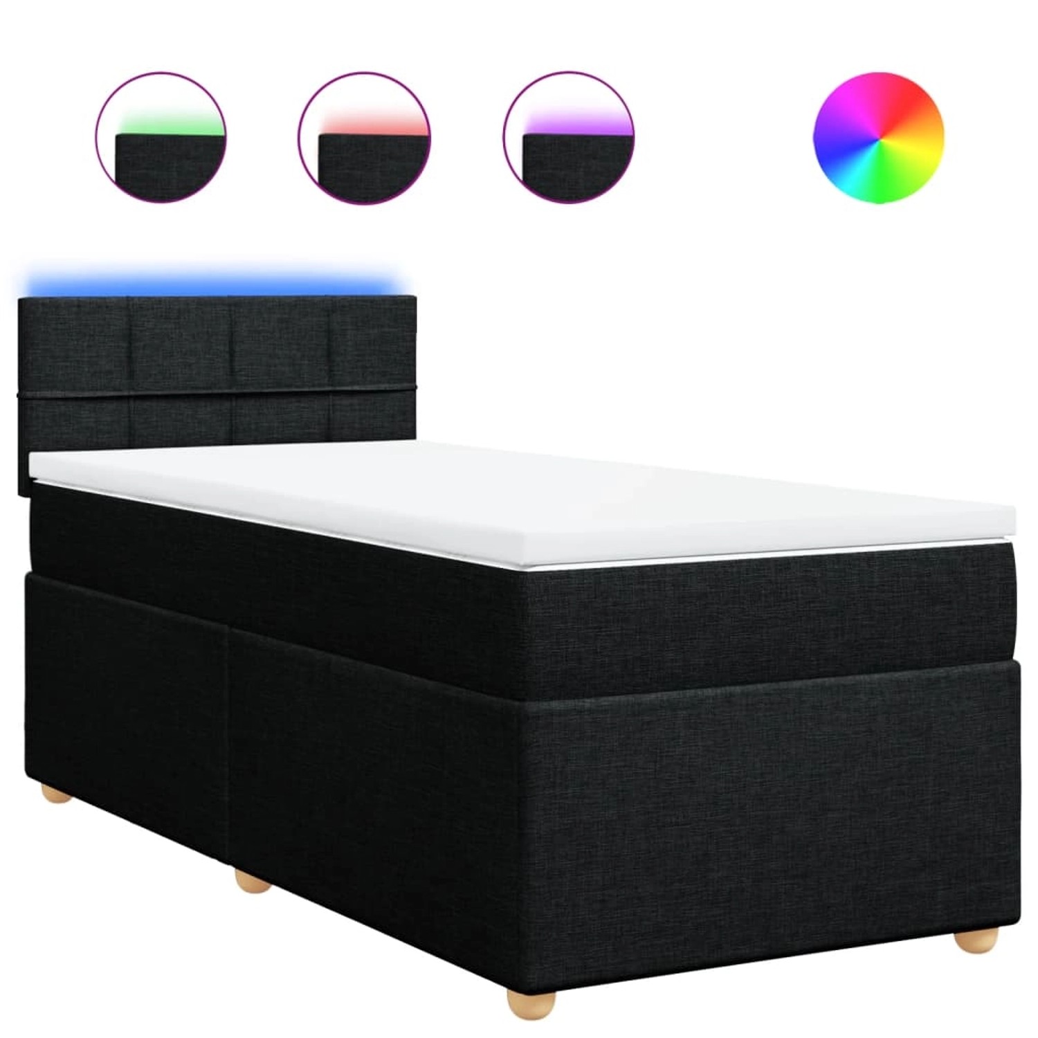 vidaXL Boxspringbett mit Matratze Schwarz 90x190 cm Stoff 3288837 günstig online kaufen