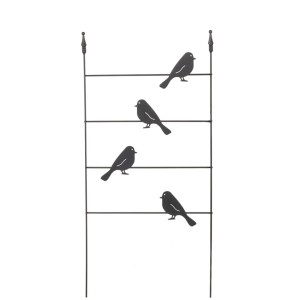 Graue Rankhilfe (100 cm) mit Vogelmotiven für Kletterpflanzen im Garten.