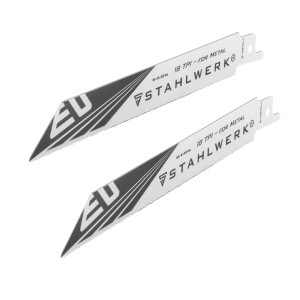 STAHLWERK Metallsägeblätter, 2er Set, 150mm, für präzise Schnitte mit Säbelsägen und Stichsägen.
