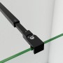 Detailaufnahme: Schwarzes Wandprofil mit Stabilisierungsstange für Duschkabine, Glasstärke 6-10mm.