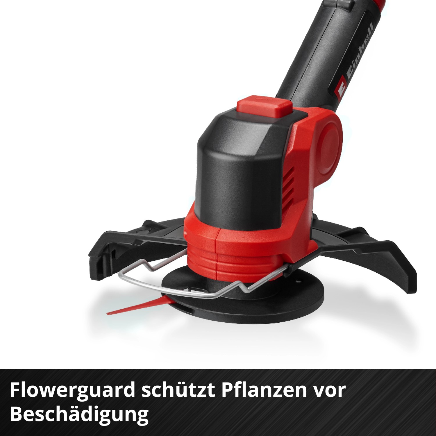 Detailaufnahme: Einhell Akku-Rasentrimmer GE-CT 18/25 Li-Solo mit Flowerguard.