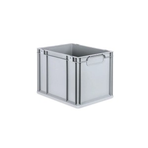 Graue PROREGAL Eurobox 30L mit geschlossen Griffen, Teil eines 10er Spar Sets. Ideal zur Aufbewahrung.