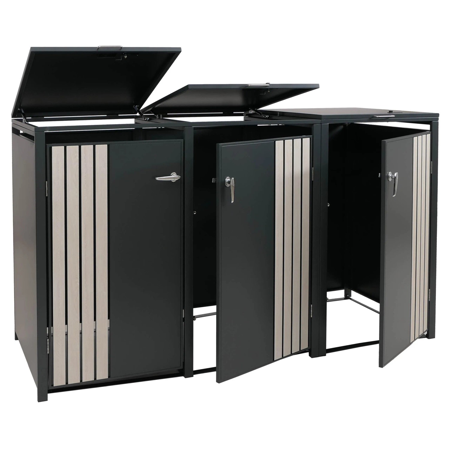 Proregal 3er-Mülltonnenverkleidung Mit Deckel HxBxT 122x200x84 cm Anthrazit günstig online kaufen