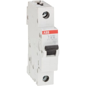 ABB Einbauautomat 16A 1-polig, Leitungsschutzschalter für Tragschiene im Verteilerkasten.