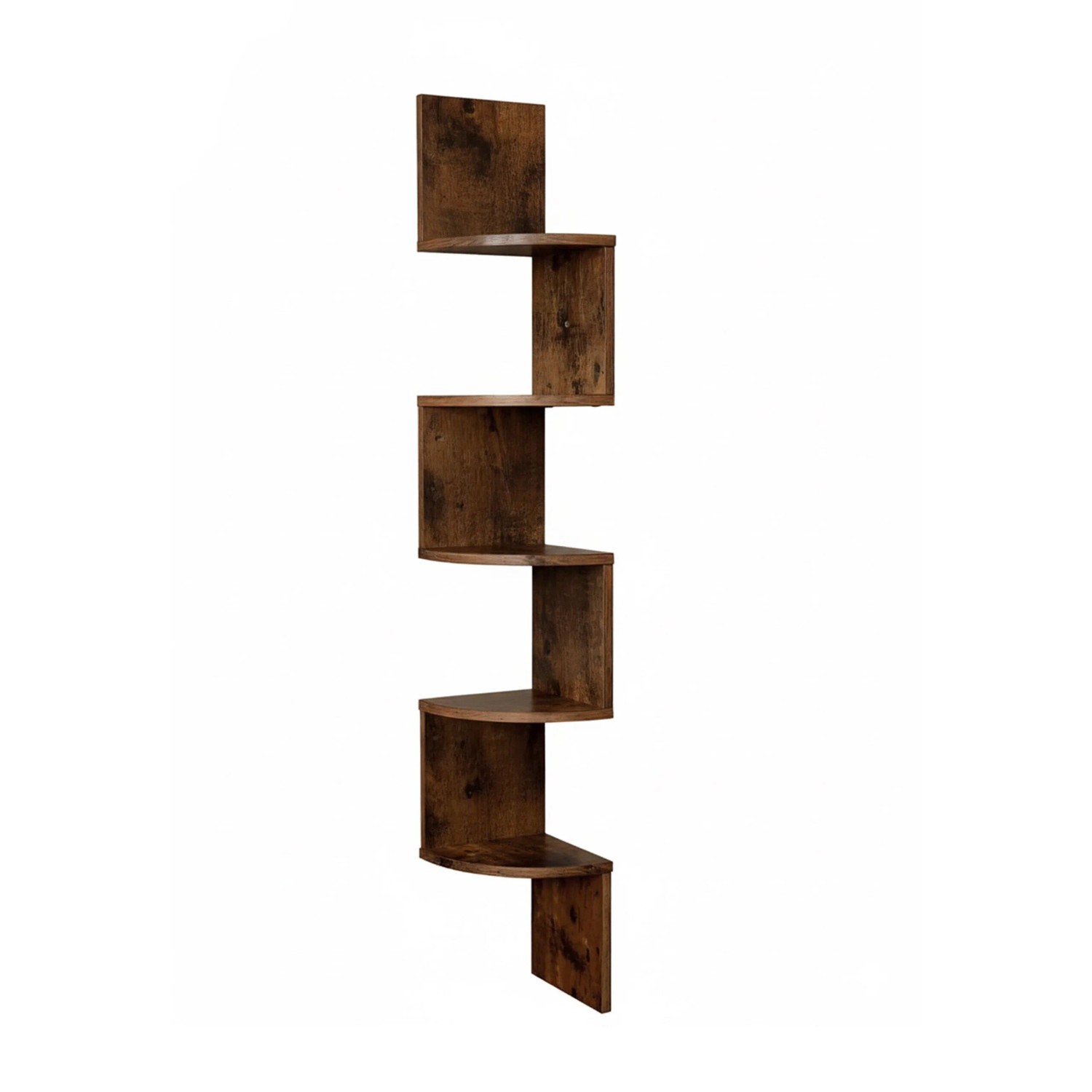 Relaxdays Eckwandregal MDF Vintagebraun 5 Etagen 125 cm x 20 cm x 20 cm 3,5 kg