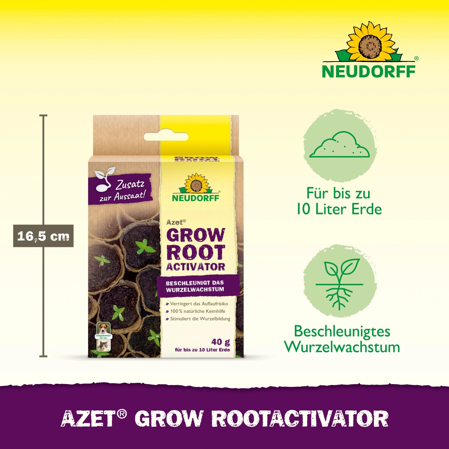 Neudorff Wurzelaktivator GrowRoot 40g: Pflanzenstärkungsmittel für kräftiges Wachstum und verbesserte Wurzelbildung.