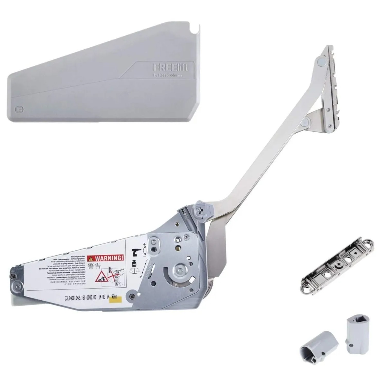 Kesseböhmer FREEslide Hochliftbeschlag Silbergrau für 345 Bis 420 mm Korpushöhe und 2,4 Bis 4,8 kg Klappengewicht