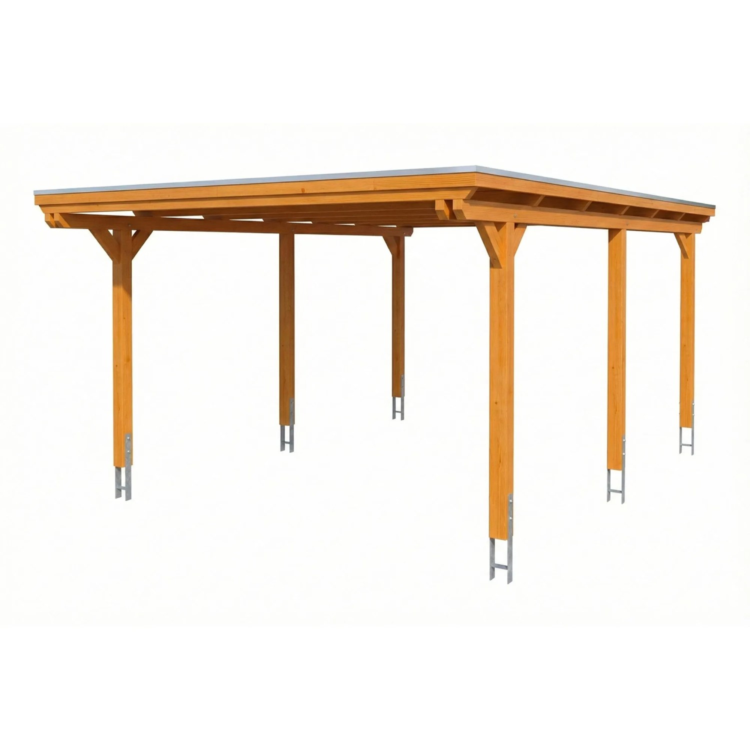 Skan Holz Carport Emsland EPDM-Dach 402 cm x 604 cm Eiche Hell