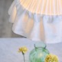 Weiße PR Home Stina Pendelleuchte mit plissiertem Stoffschirm und Rüschensaum, skandinavisches Design.