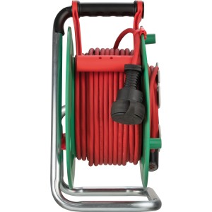 Grüne Brennenstuhl Gartenkabeltrommel Garant mit rotem Kabel und schwarzem Stecker, 40 m.