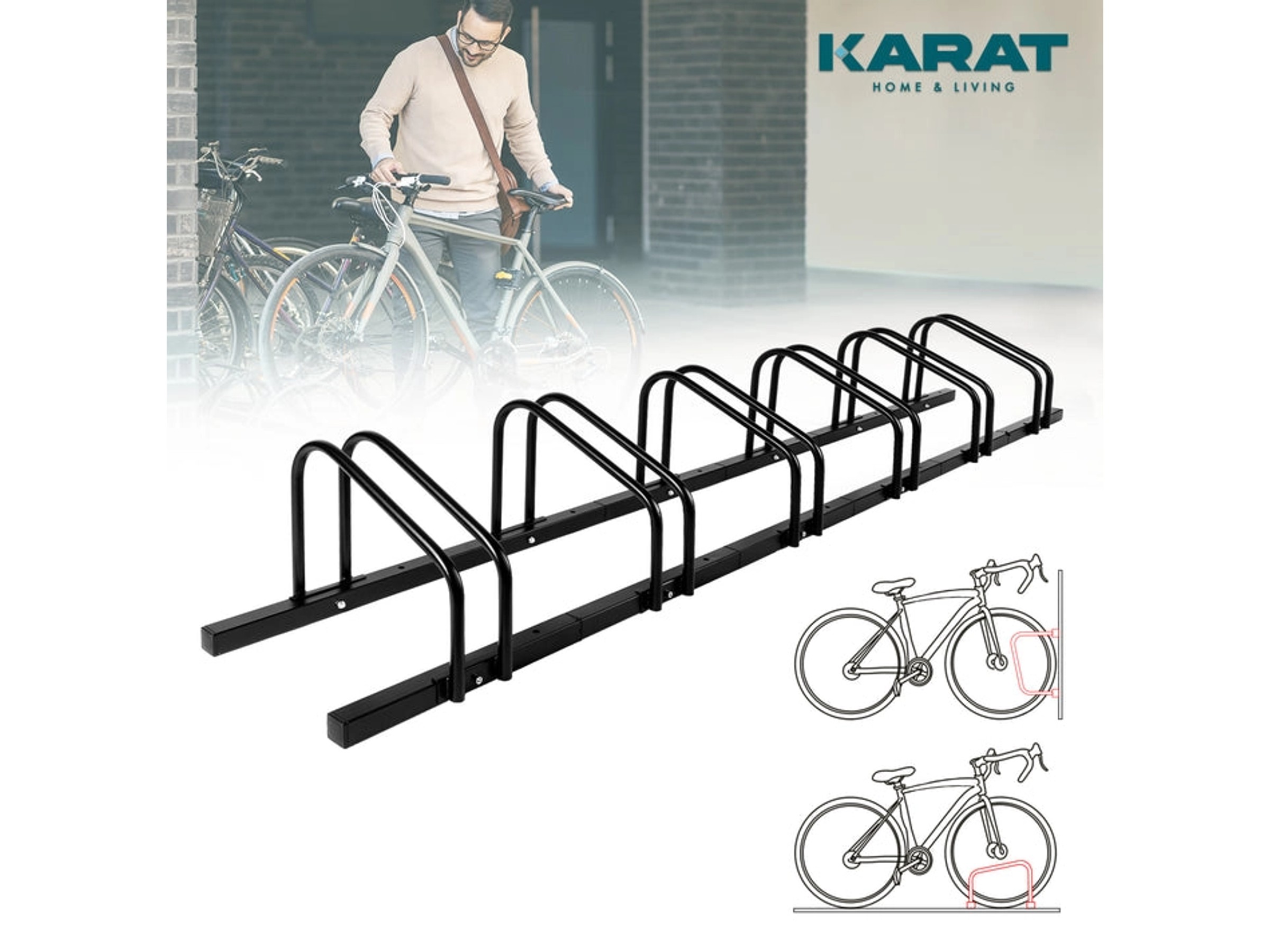 Schramm 2 Piece Bicycle Stand in Black or Silver Floor Stand Freestanding Aluminum Bicycle Stand 38 x 42 x 75 cm, Size:Für 1 Fahrrad